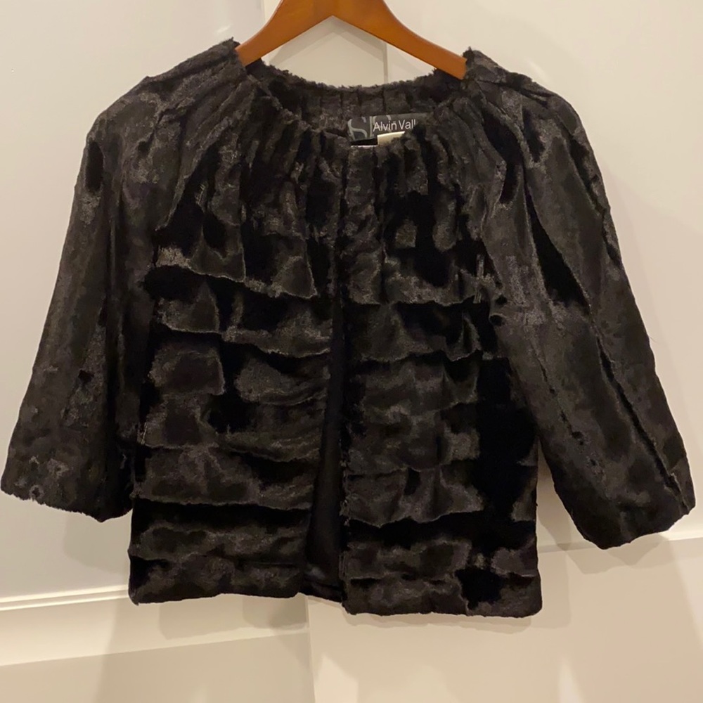 Alvin Valley black faux fur jacket size 2.
